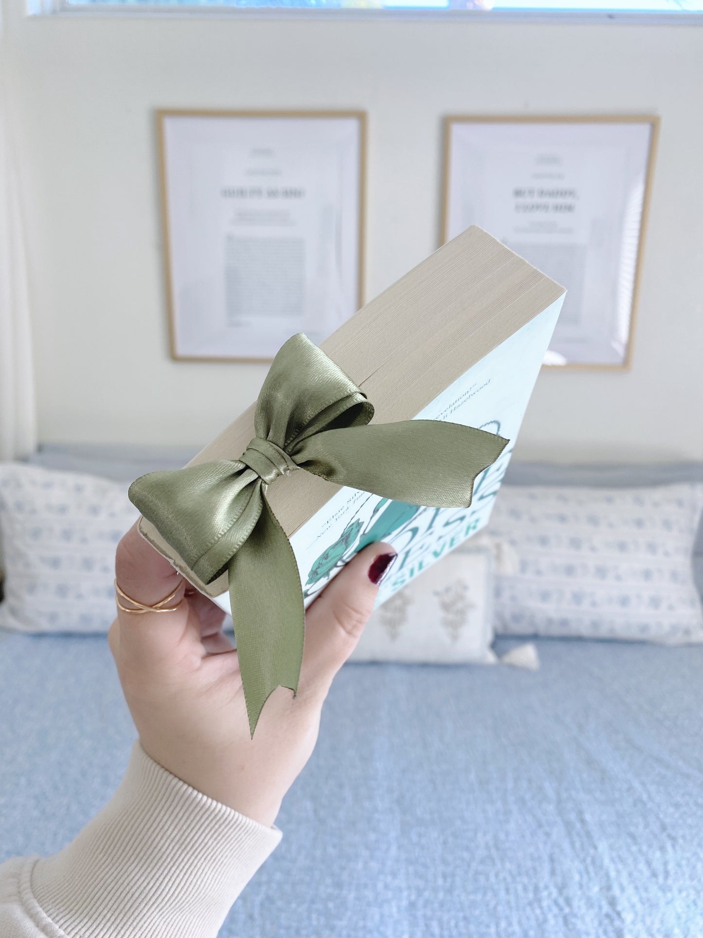 Ribbon Bow Bookmark in Sage