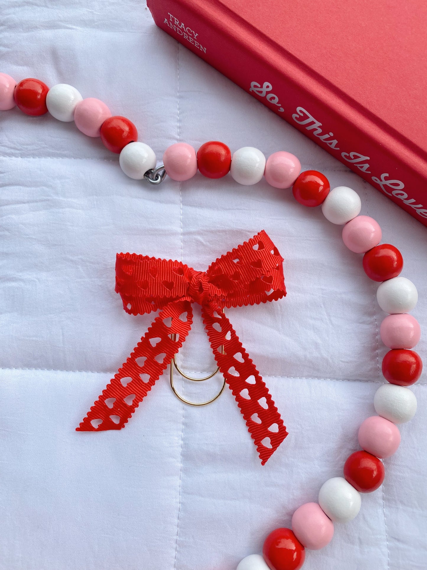 Ribbon Bow Bookmark in Classic Red