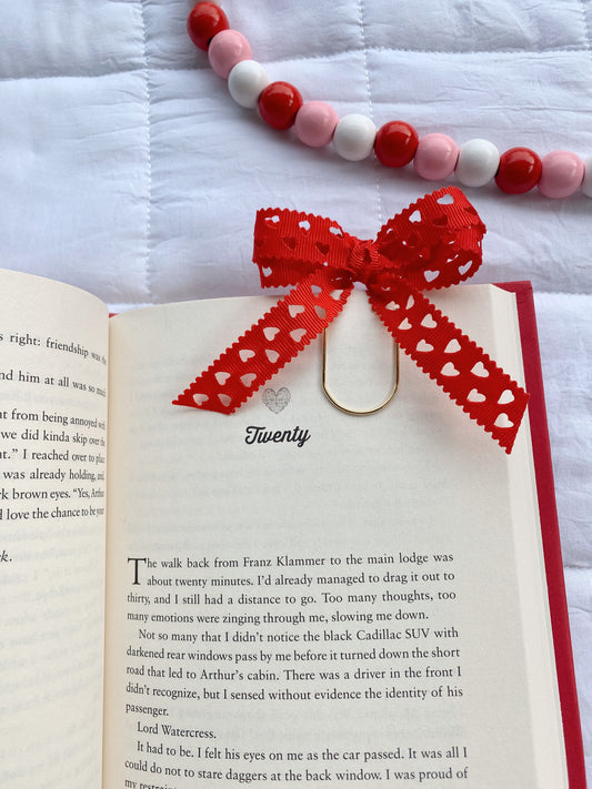 Ribbon Bow Bookmark in Classic Red