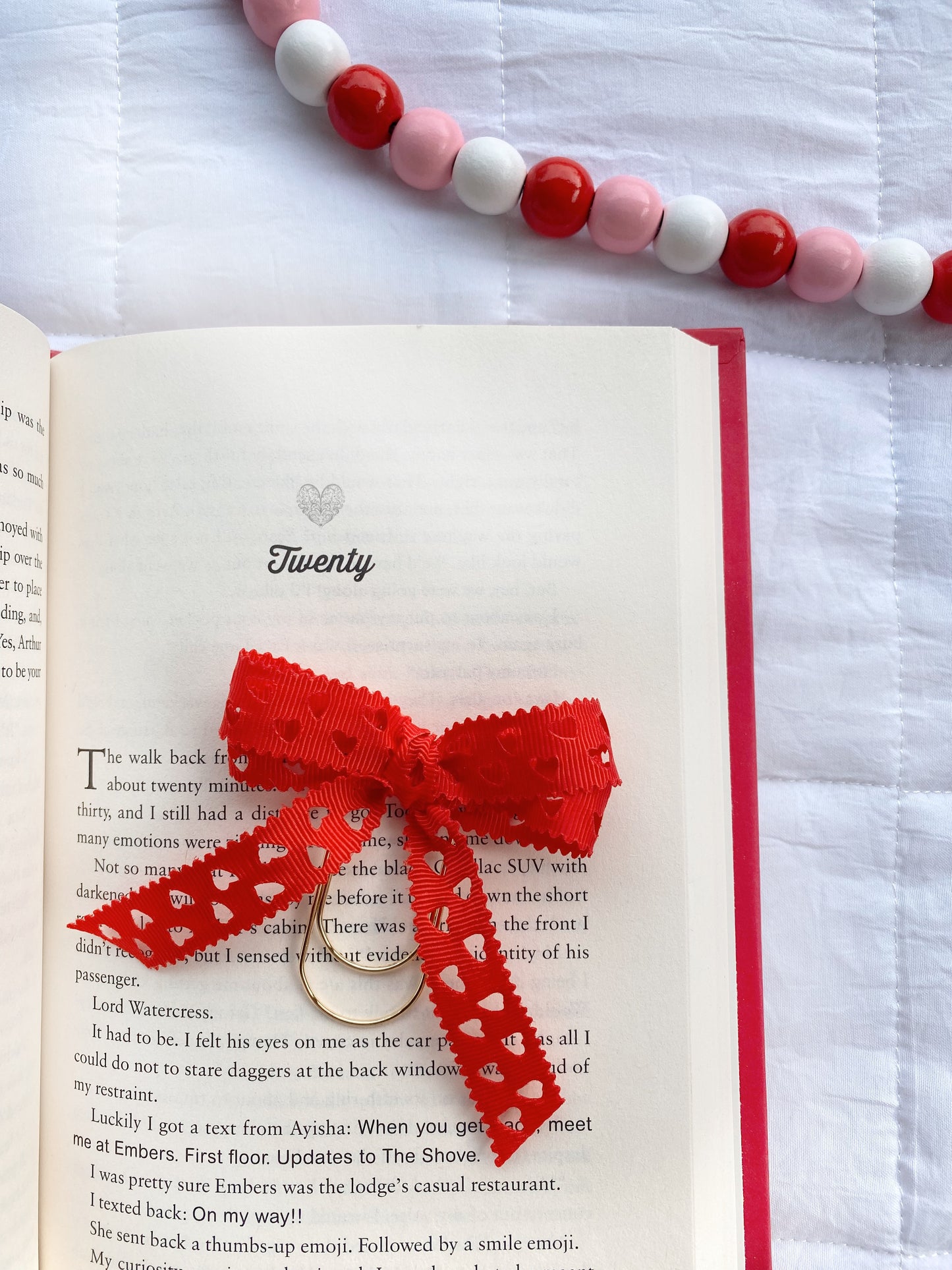 Ribbon Bow Bookmark in Classic Red