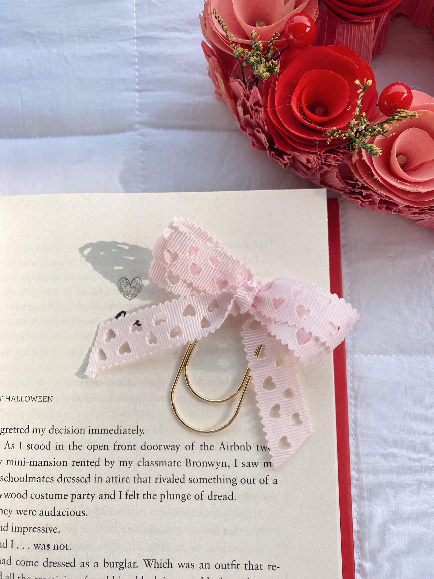 Ribbon Bow Bookmark in Baby Pink