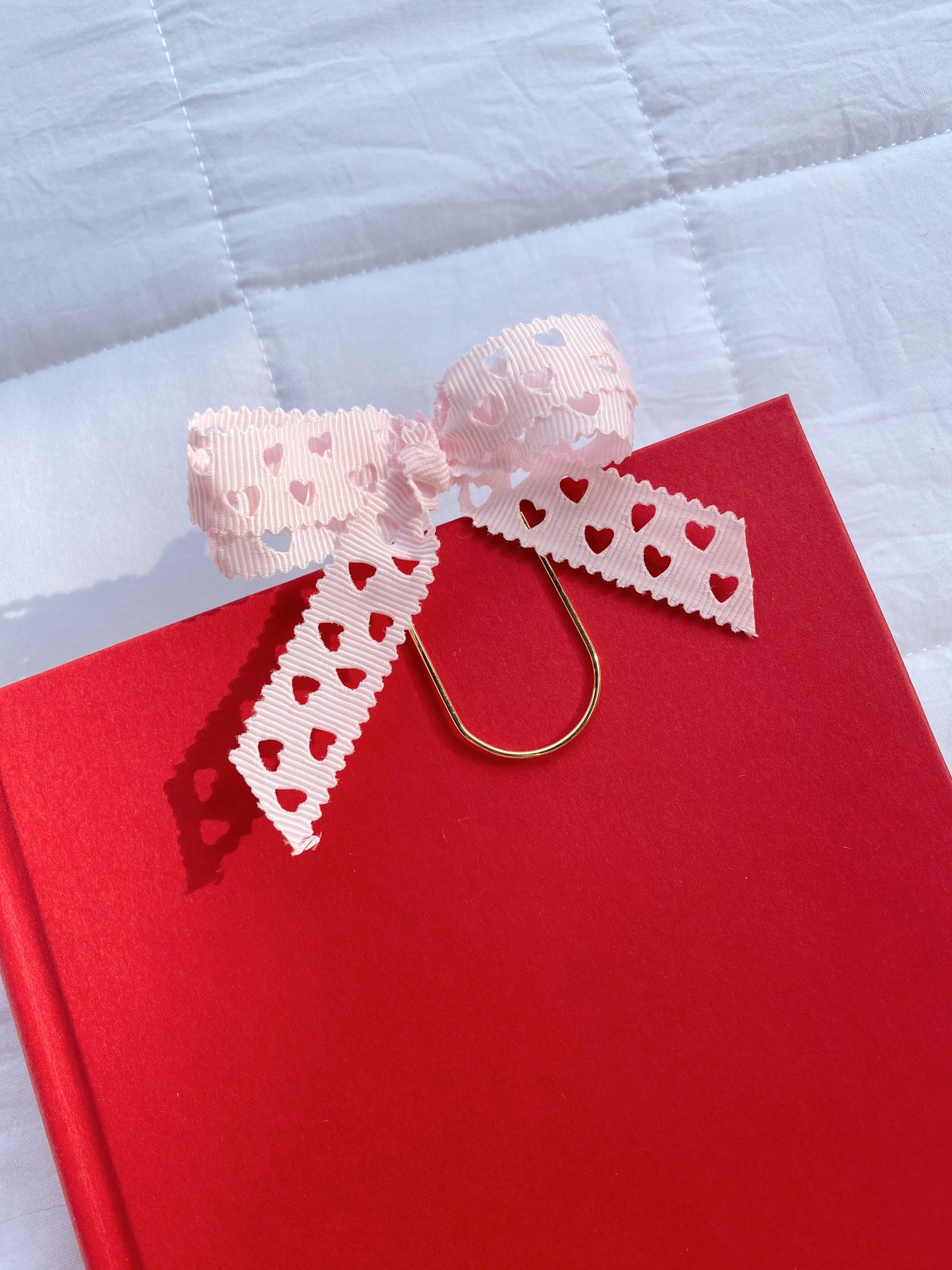 Ribbon Bow Bookmark in Baby Pink