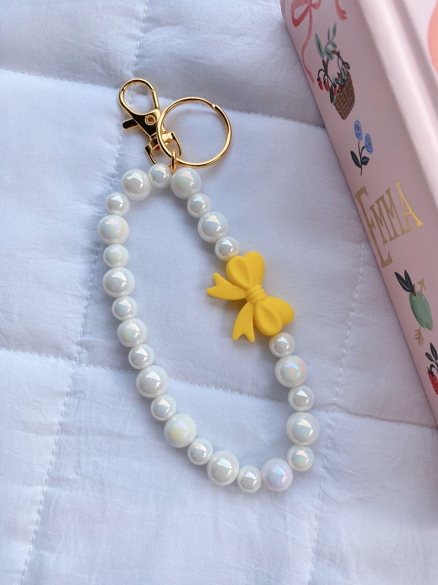 Yellow Bow Pearls Phone/Purse Charm