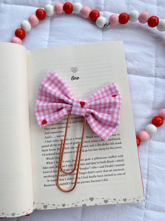 Fabric Bow Bookmark in Gingham Love