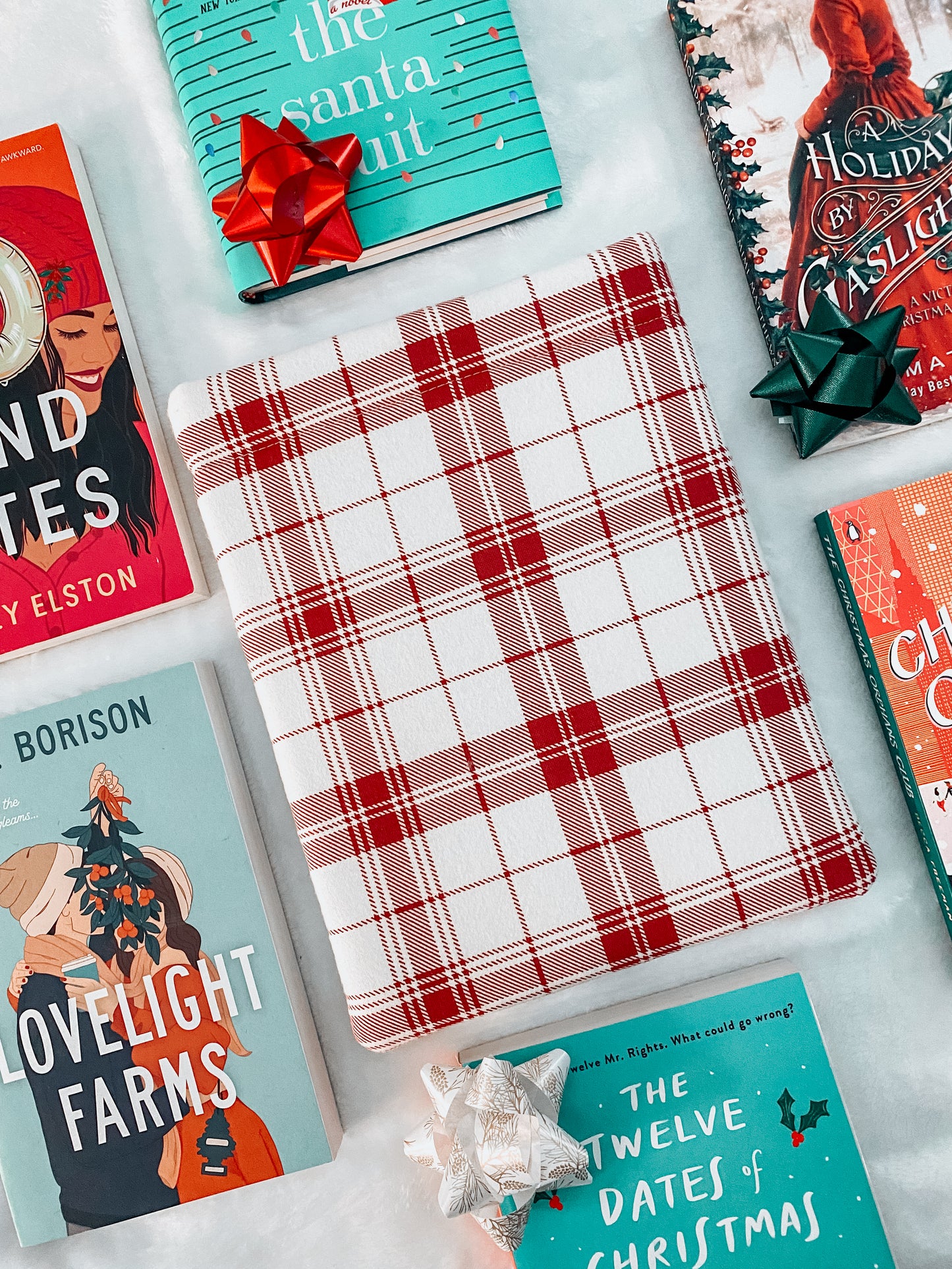 CANDY CANE PLAID SOFT FLANNEL BOOKSLEEVE