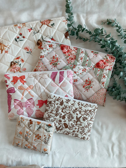 Quilted Zipper Pouch Bag For Books/Laptop/Wallet/Kindle/iPad/Purse